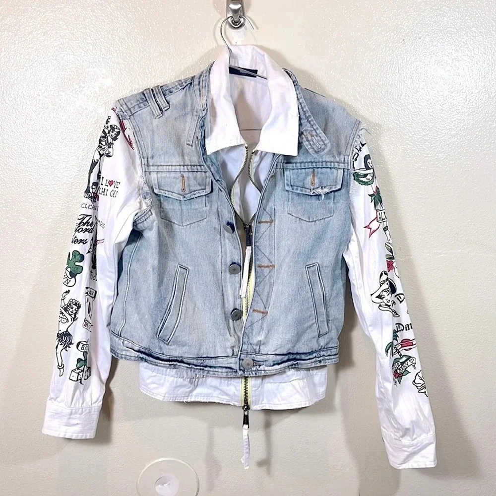 DSQUARED2 Hawaiian Tattoo Denim Jacket size 50/ 40 US Large